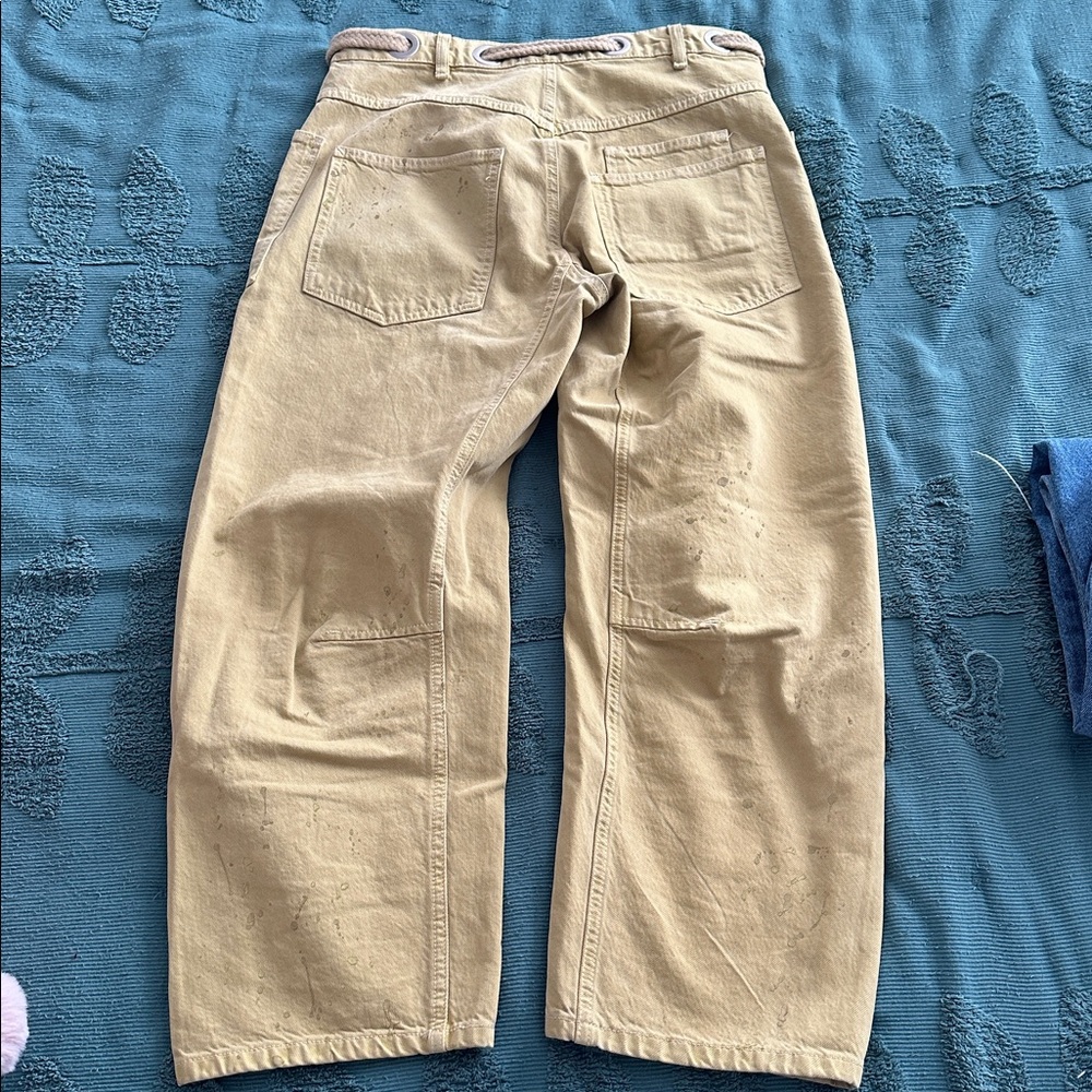 Free People Light Yellow Cropped Wide-Leg Pants - Picture 4 of 4